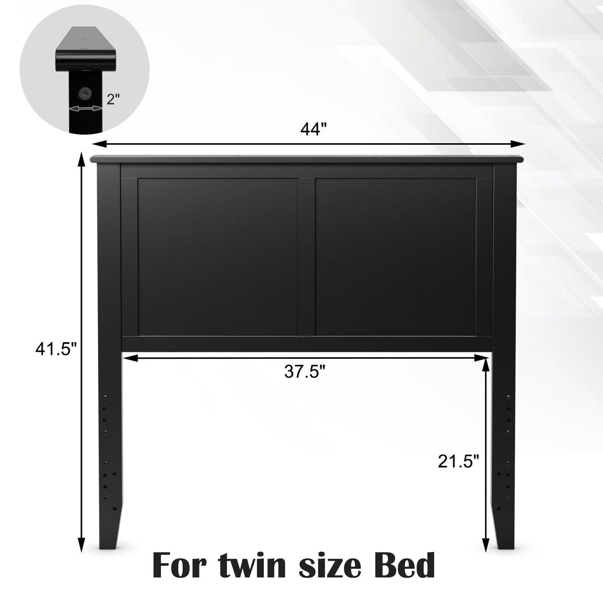 Solid Wood Flat Panel Headboard for Twin-size Bed