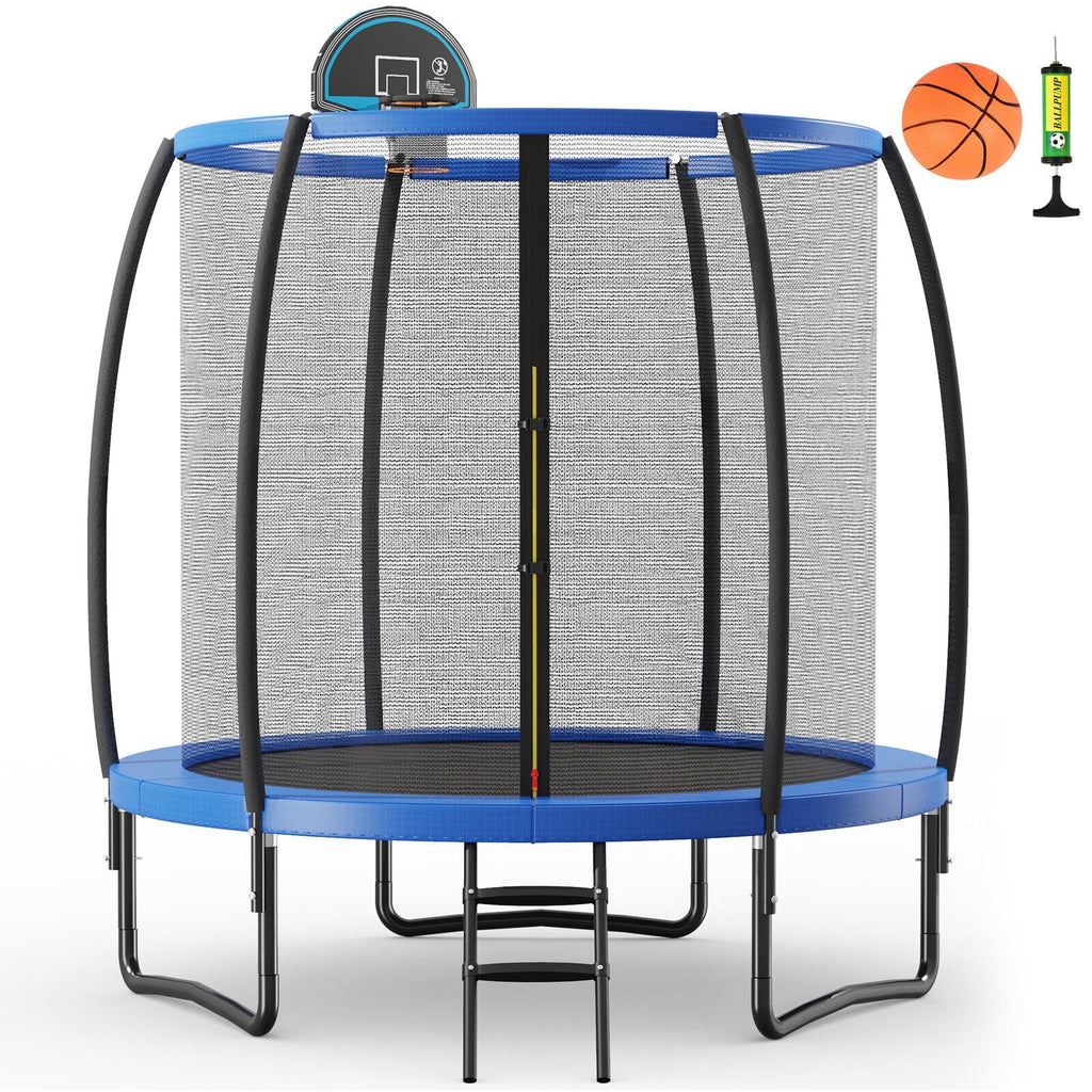 8/10 Feet Recreational Trampoline with Basketball Hoop
