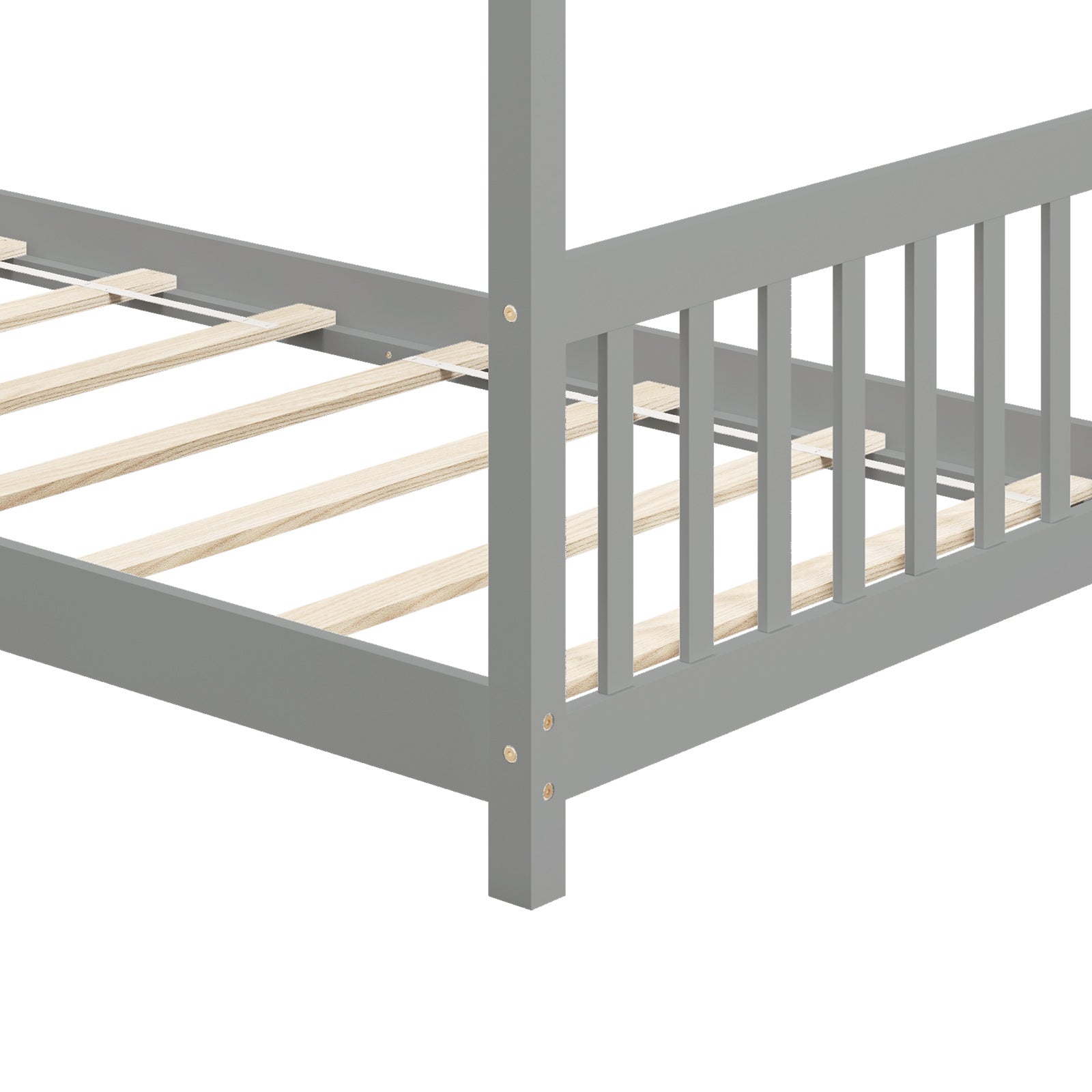 Twin Size Wooden House Bed with Roof
