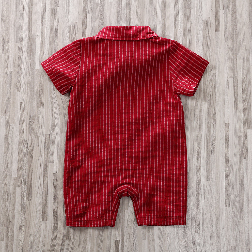 Baby Boy Striped Jumpsuit with Bow Tie