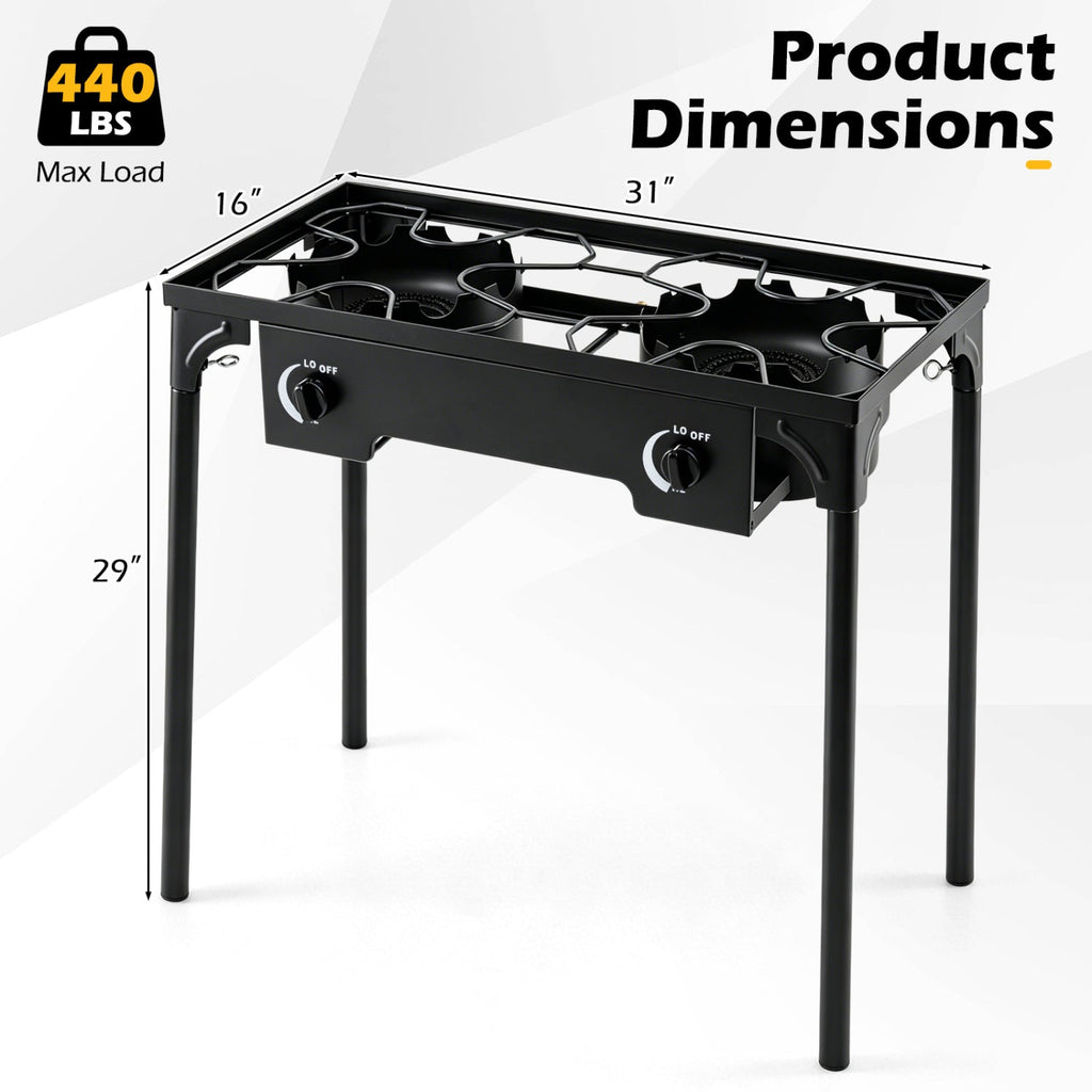 2 Burner Propane Stove 160000 BTU with Adjustable Regulator