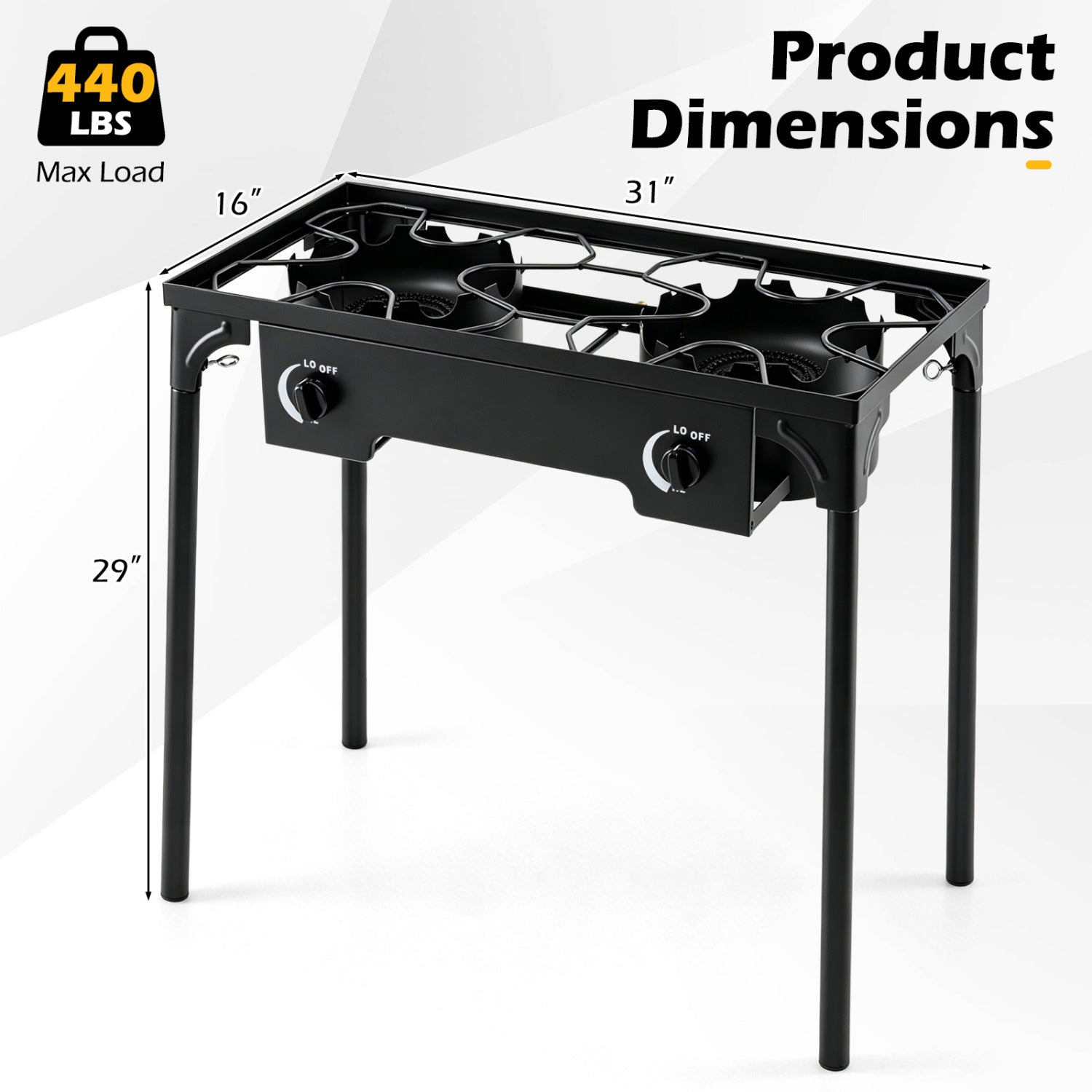 2 Burner Propane Stove 160000 BTU with Adjustable Regulator