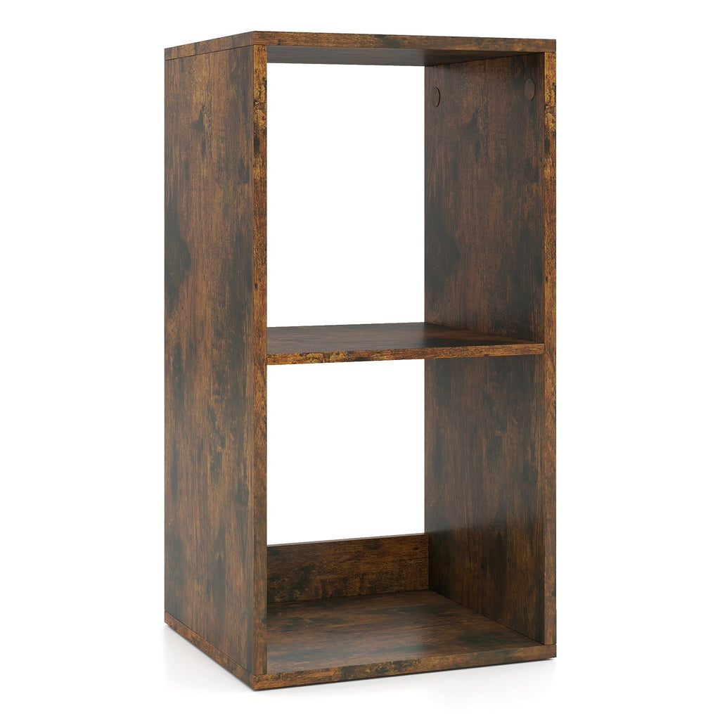 2 Cube Bookshelf with Back Guardrail for Living Room Bedroom