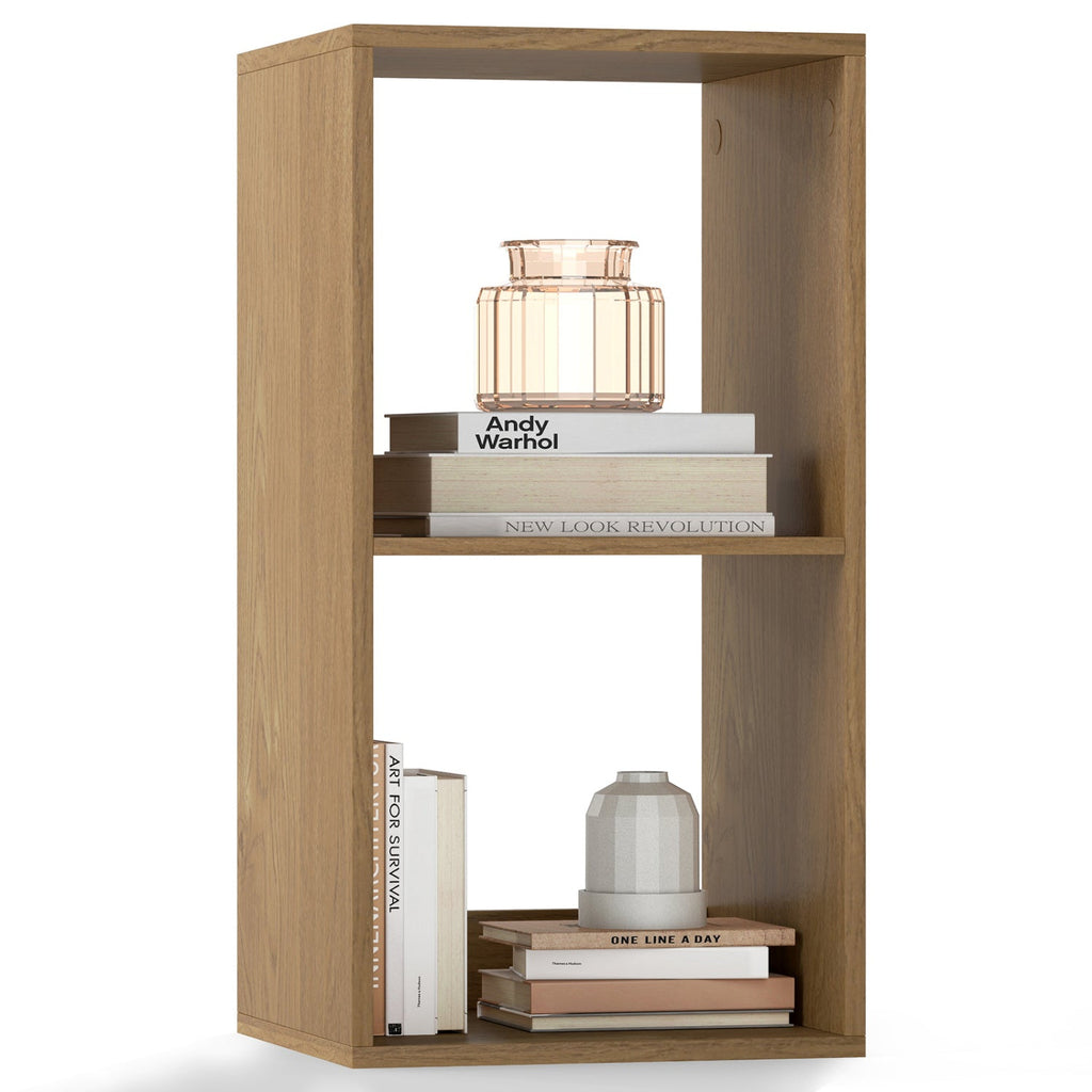 2 Cube Bookshelf with Back Guardrail for Living Room Bedroom
