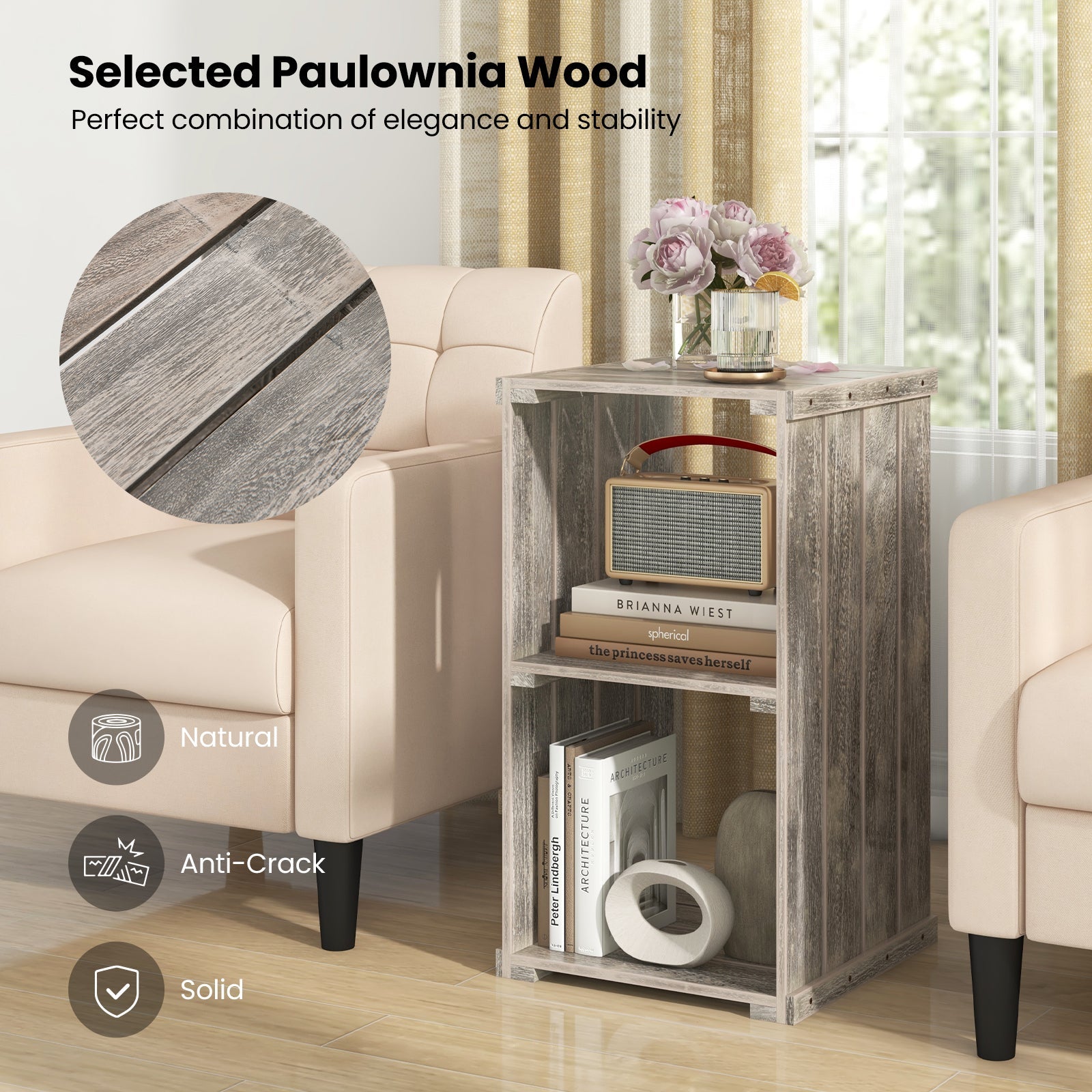 2-Cube Storage Shelf with Open Back and 3-Tier Shelf