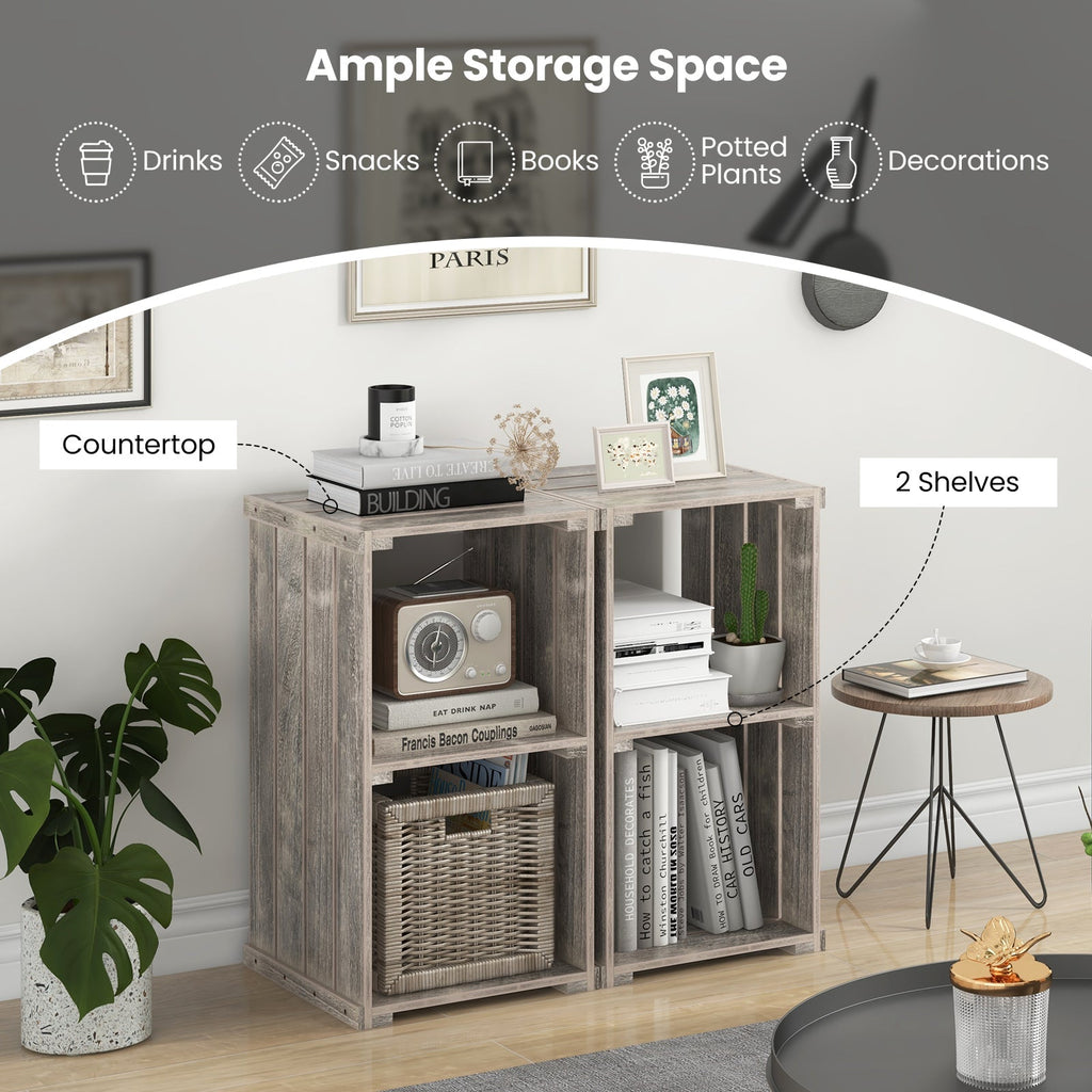 2-Cube Storage Shelf with Open Back and 3-Tier Shelf