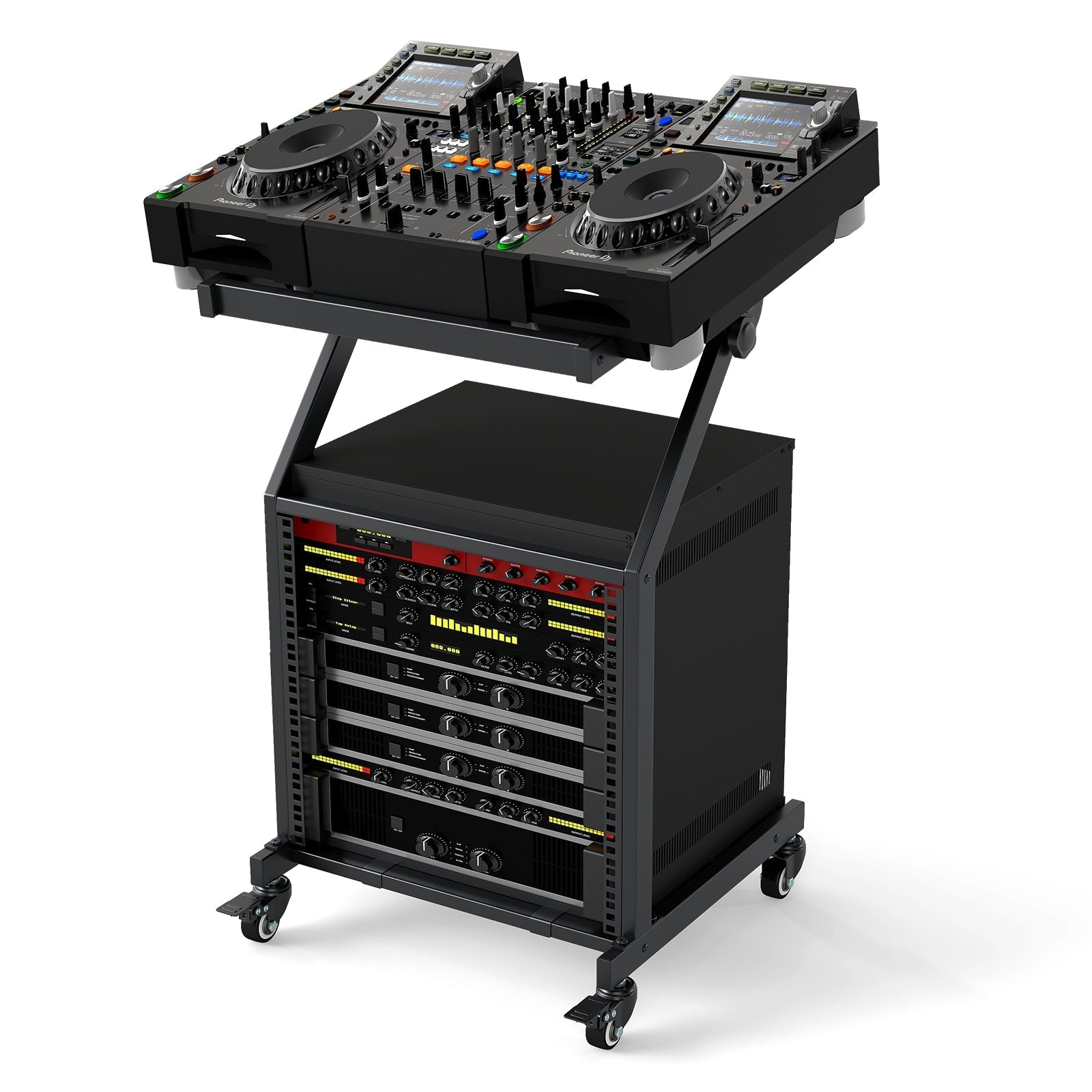 2 Layer Professional Audio Rack Mount with Adjustable Crossbars