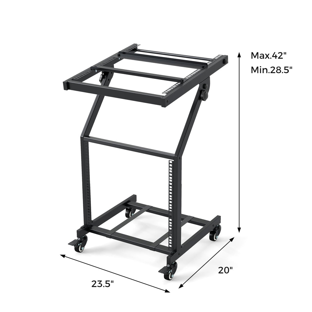 2 Layer Professional Audio Rack Mount with Adjustable Crossbars