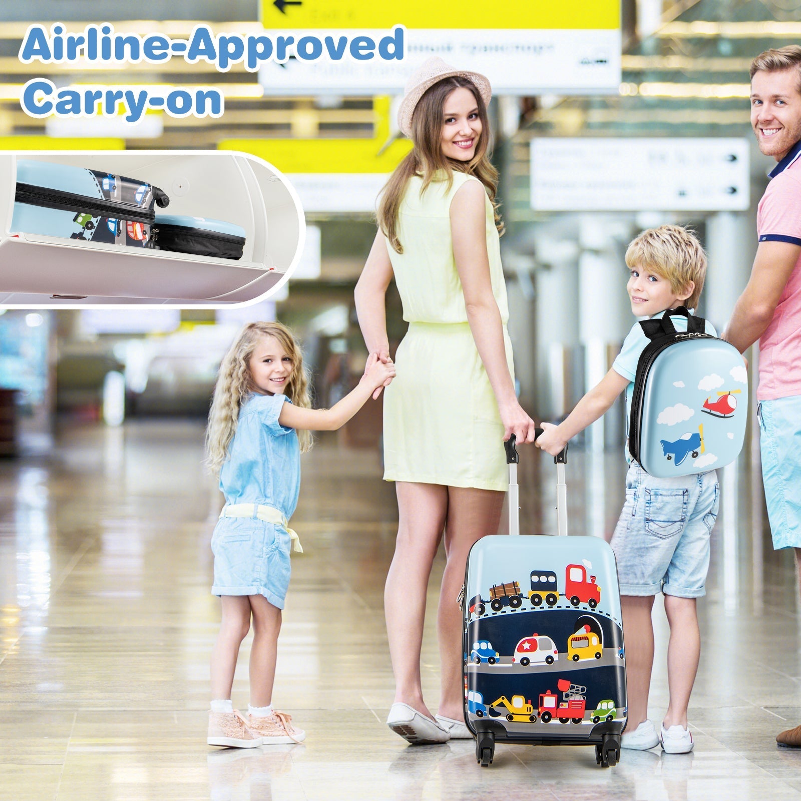 2 PCS Kid Luggage Set With Spinner Wheels for Children Boys Girls