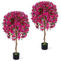 2 Pack Artificial Azalea Trees Faux Floral Plants with Vivid Blooming Flowers