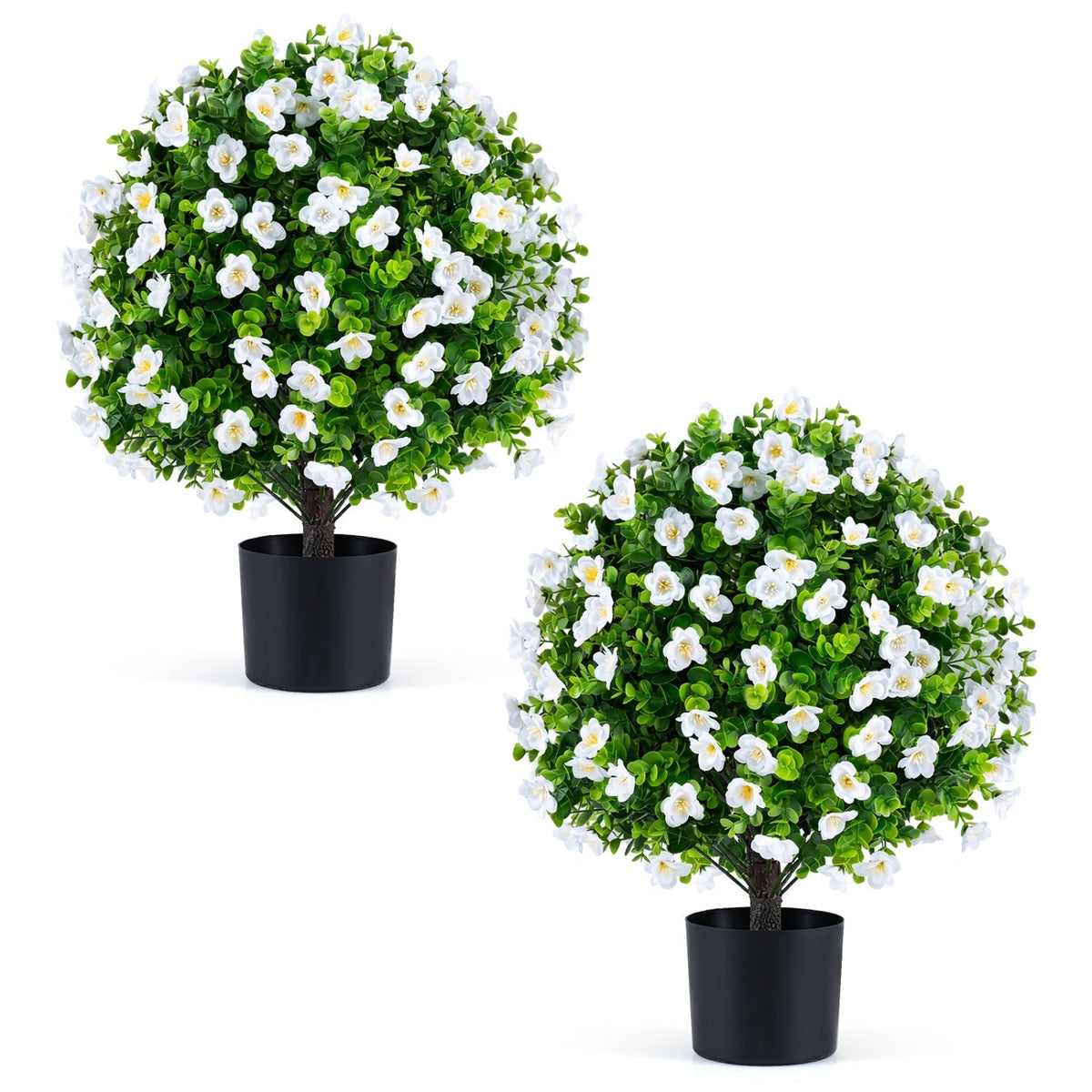 Artificial Eucalyptus Topiary Trees with Cement Planter (2-Pack)