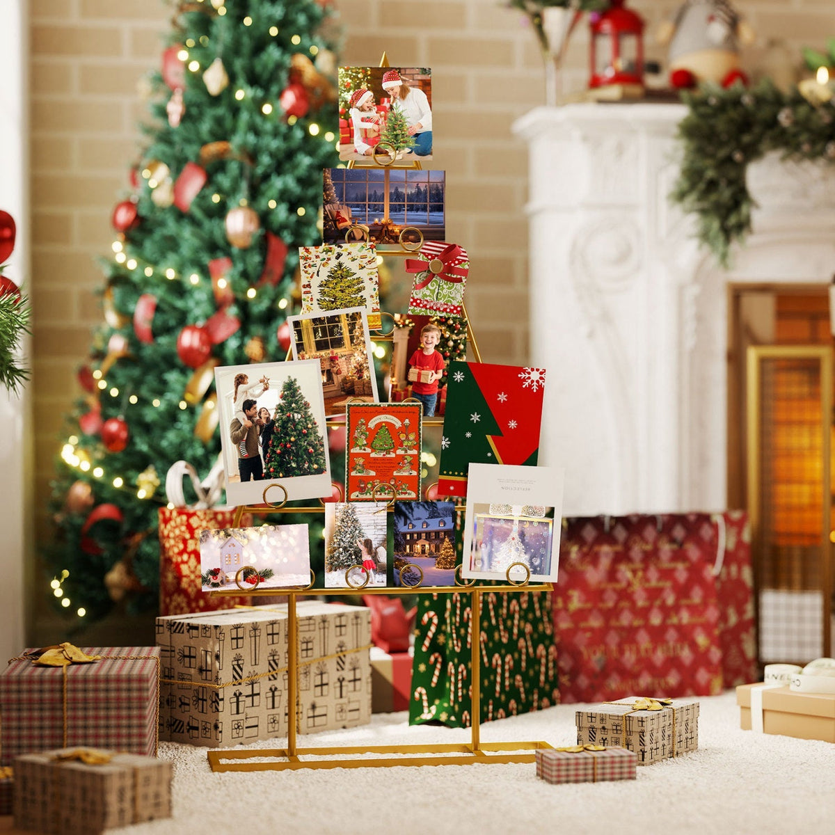 Christmas Tree Photo Holder with 36 Clips - 2 Pack Set