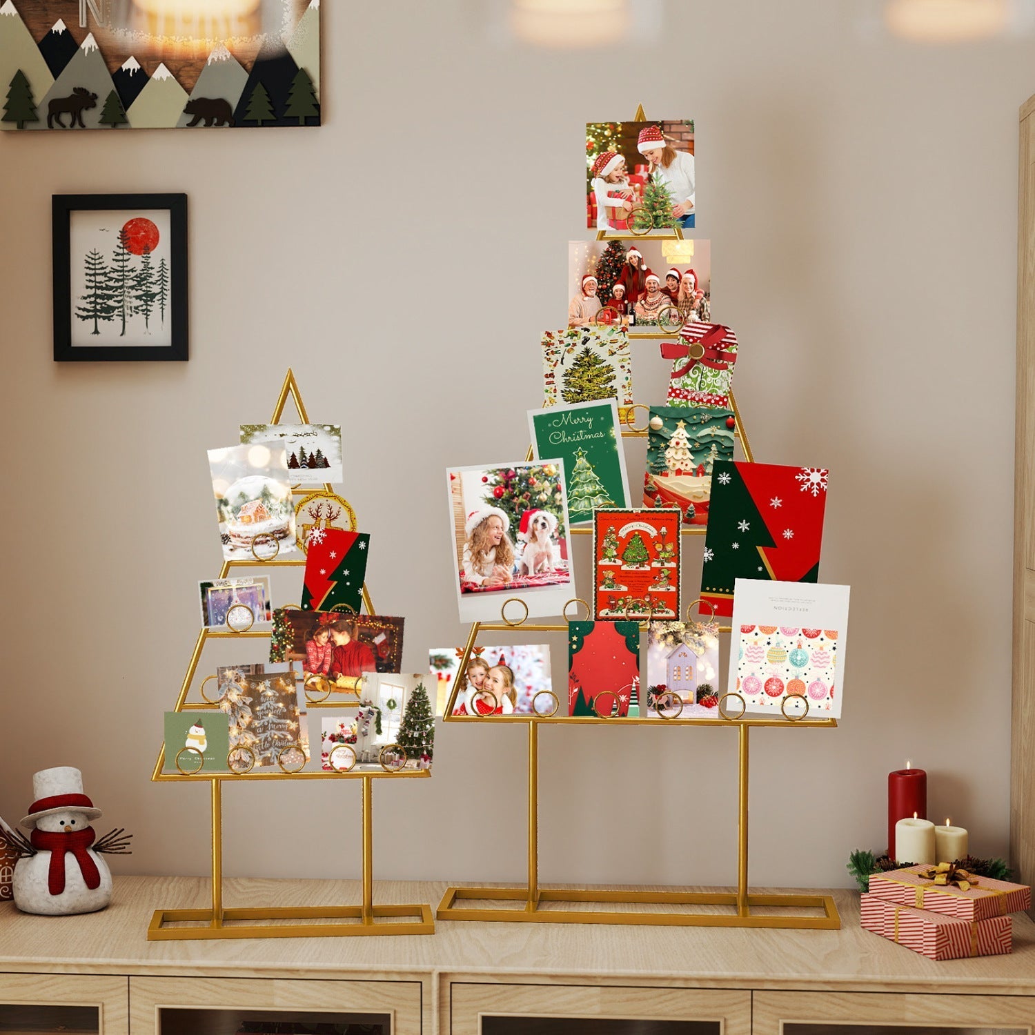 Christmas Tree Photo Holder with 36 Clips - 2 Pack Set