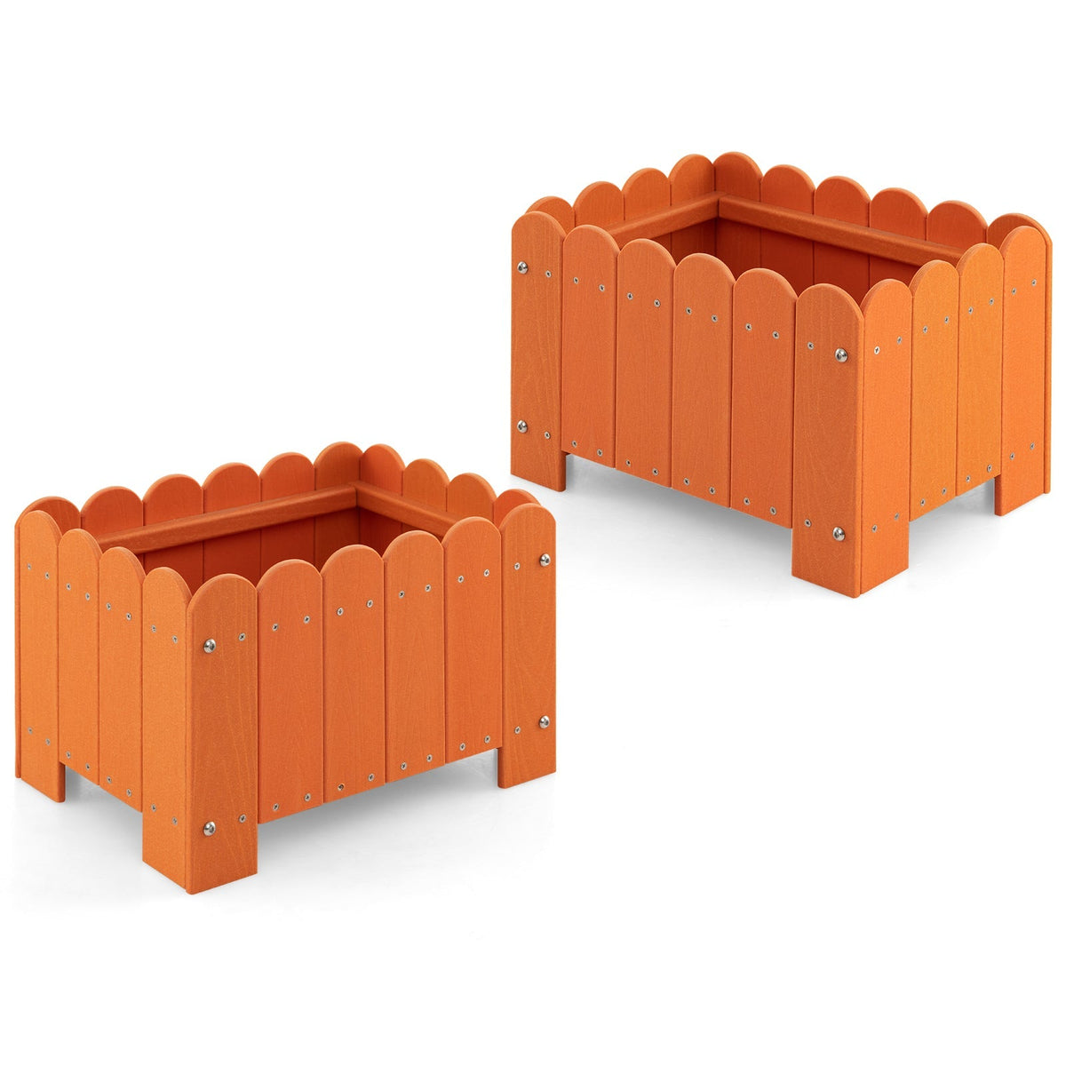 2 Pack Rectangular Planter Box with Drainage Gaps for Front Porch Garden Balcony
