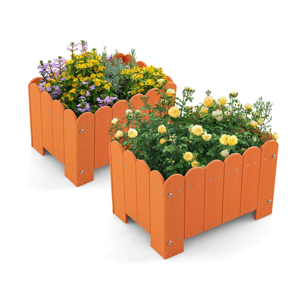 2 Pack Rectangular Planter Box with Drainage Gaps for Front Porch Garden Balcony