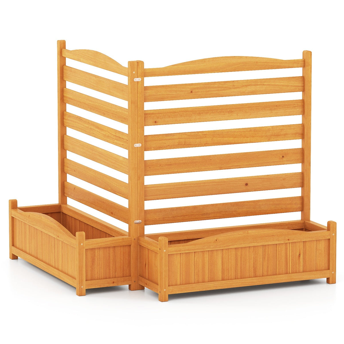 2-Panel Freestanding Outdoor Wood Privacy Screen-Yellow