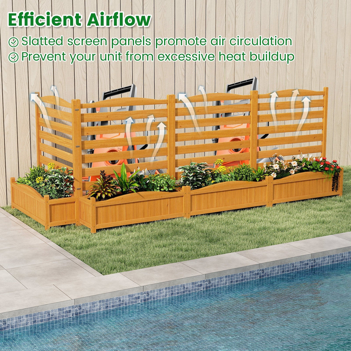 2-Panel Freestanding Outdoor Wood Privacy Screen-Yellow