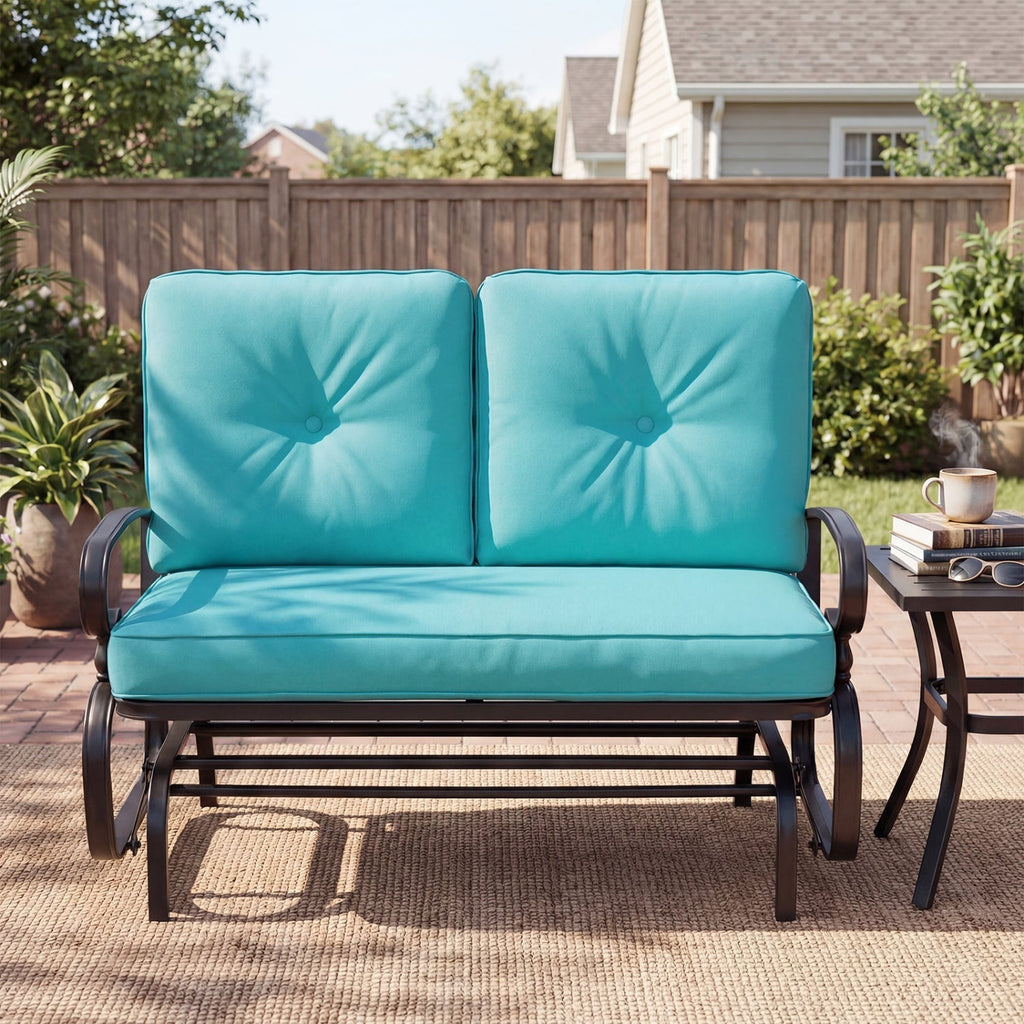 2-Seat Outdoor Swing Glider Chair with Cushions