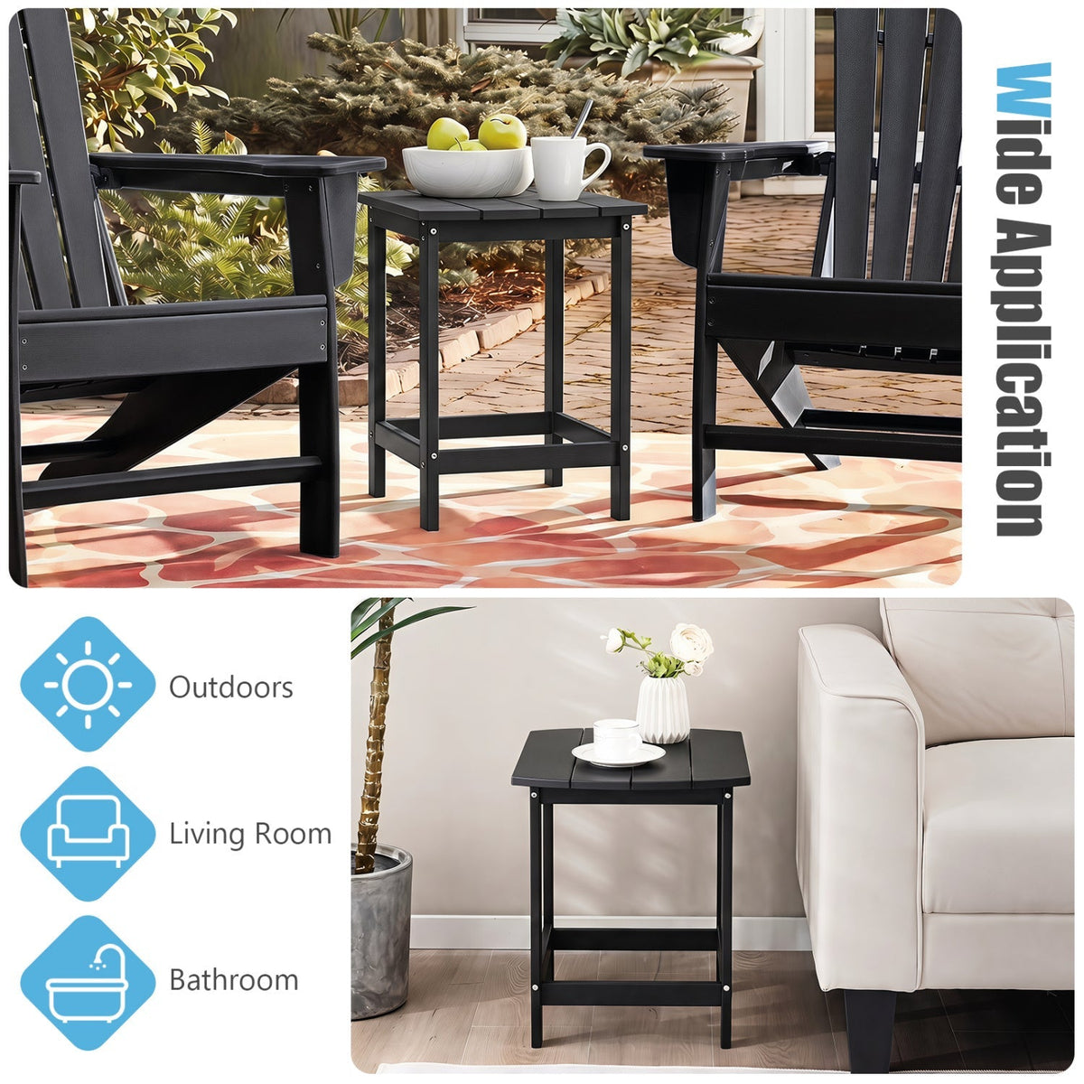 18-Inch Adirondack Side Table Set of 2 for Patio