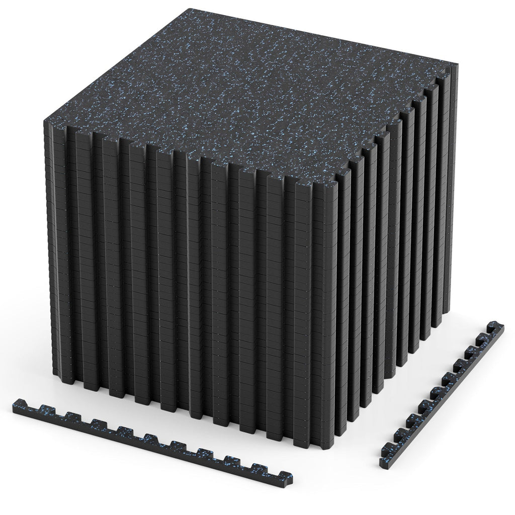 Interlocking Rubber Exercise Mat 140 Sq Ft with Borders