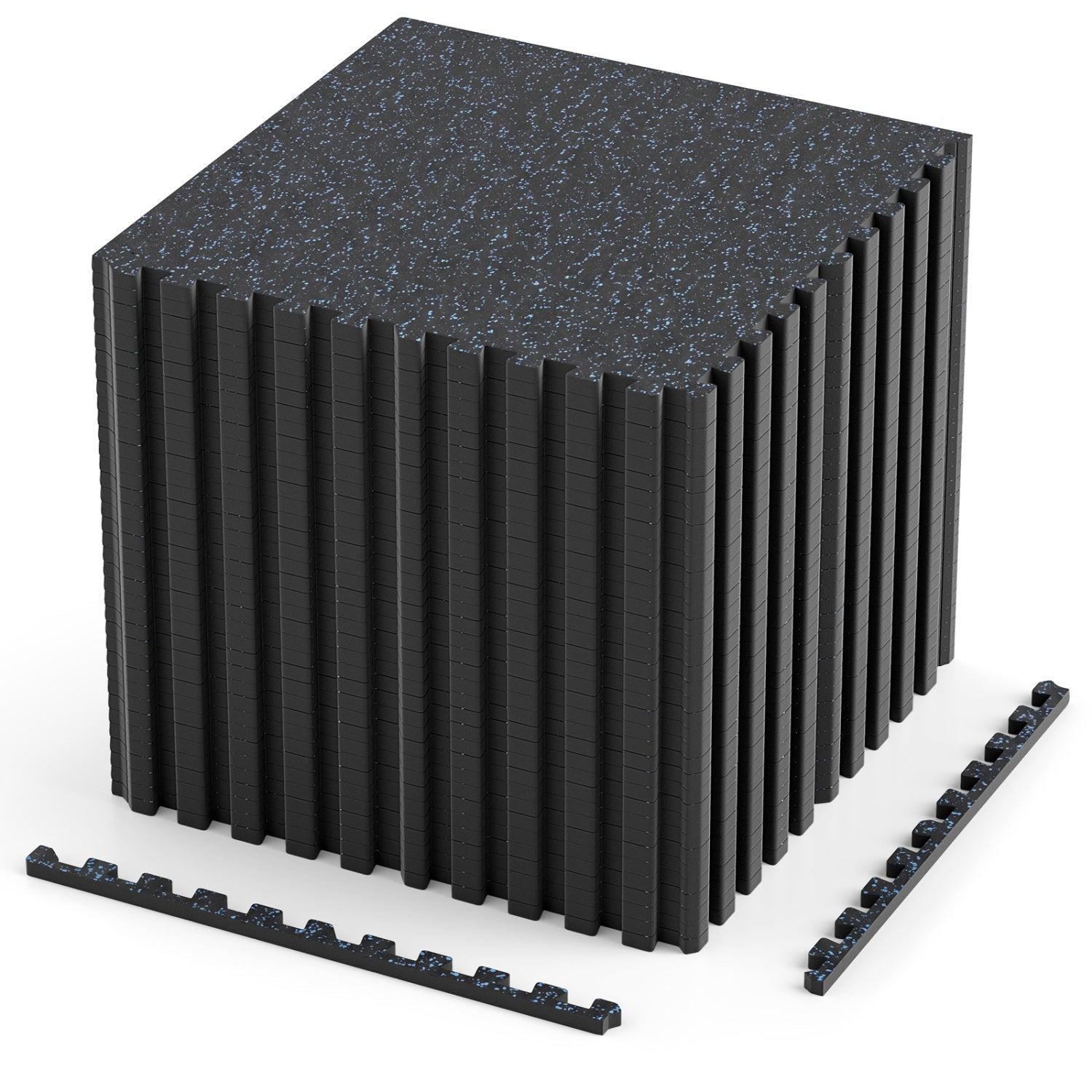 Interlocking Rubber Exercise Mat 140 Sq Ft with Borders