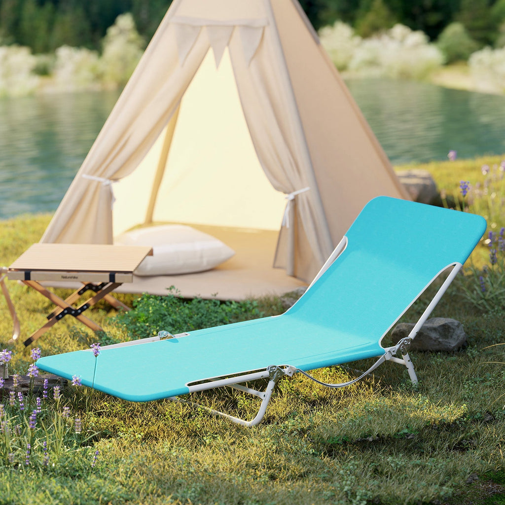 2 Pieces 5-position Lay Flat Beach Recliner with Carry Strap and Metal Frame