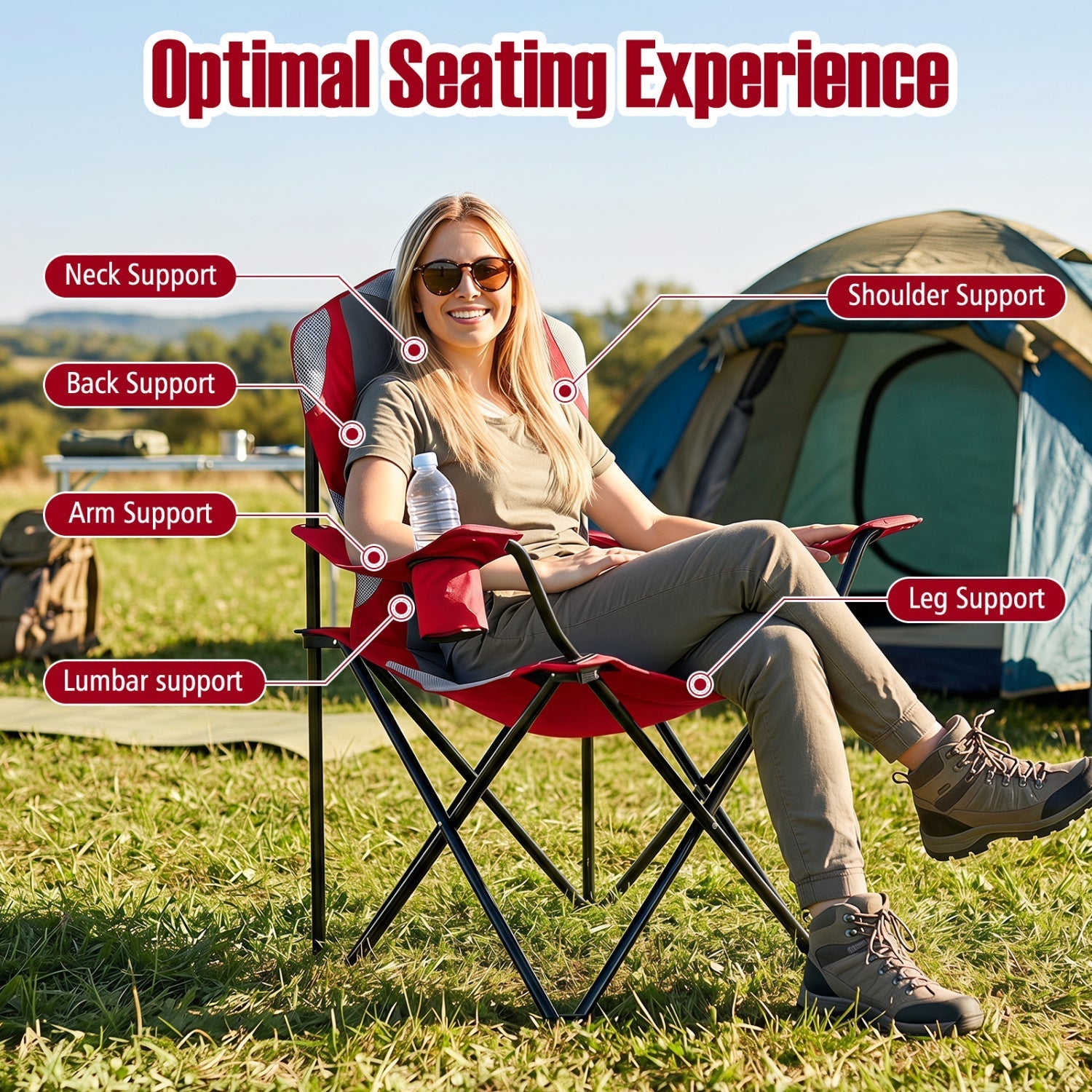 Folding Camping Chairs for Adults with Cup Holders (2-Pack)