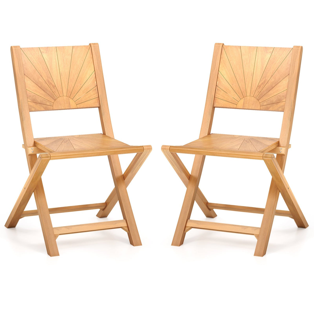 2 Pieces Folding Patio Chairs with Inclined Backrest