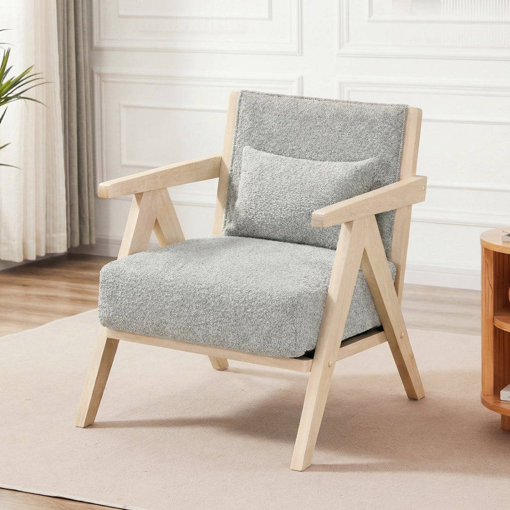 2 Pieces Living Room Furniture Set with Rubber Wood Frame