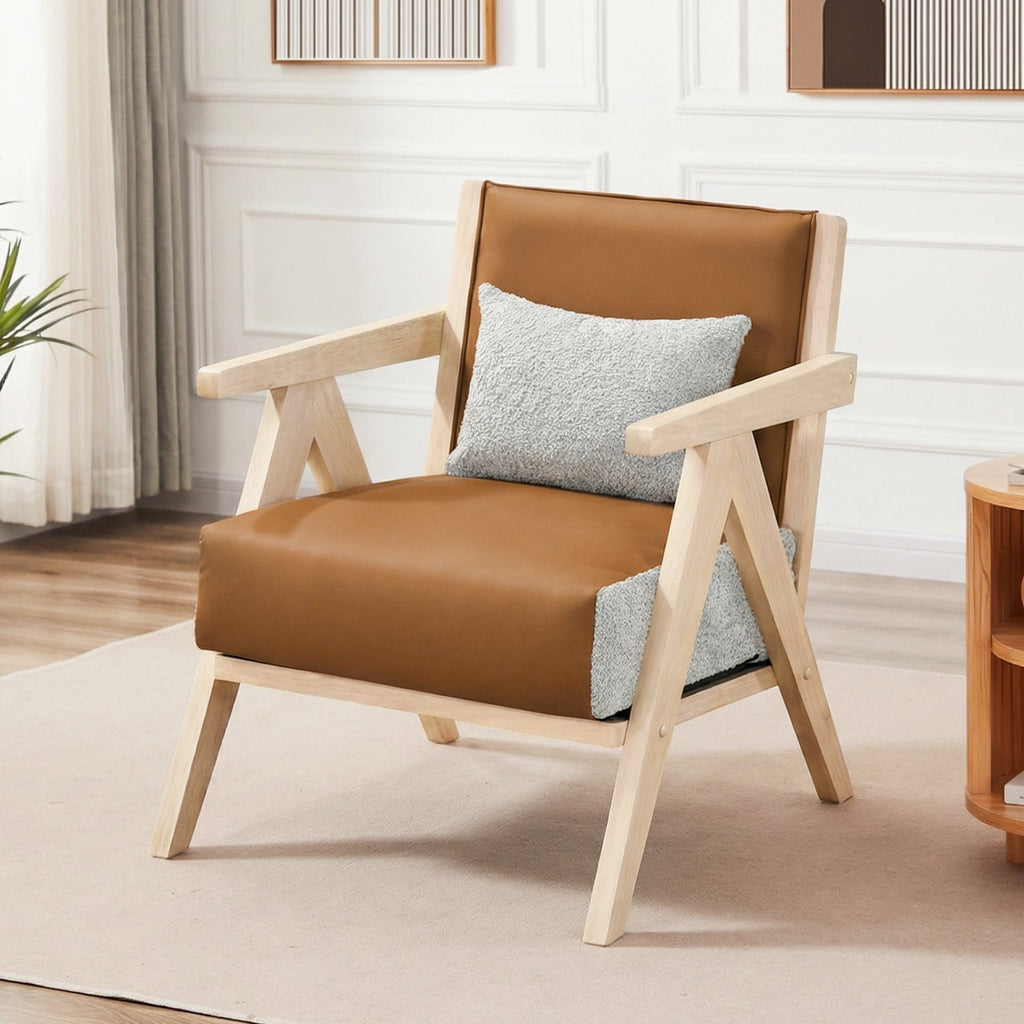 2 Pieces Living Room Furniture Set with Rubber Wood Frame