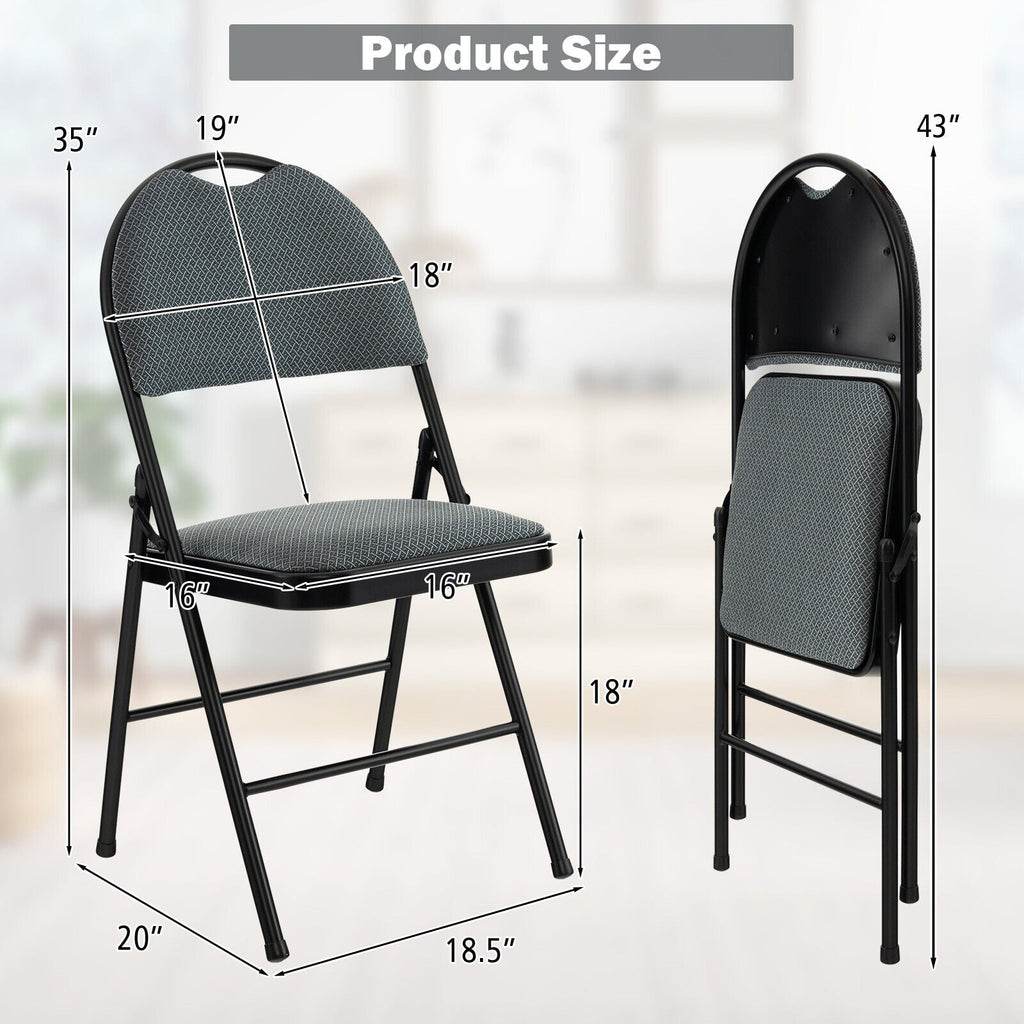2/4 Pieces Padded Folding Dining Chairs with Backrest