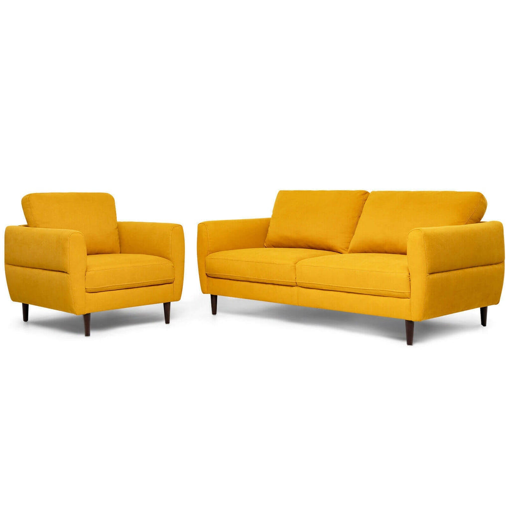 2 Pieces Upholstered Sofa Set with Removable Cushion Covers