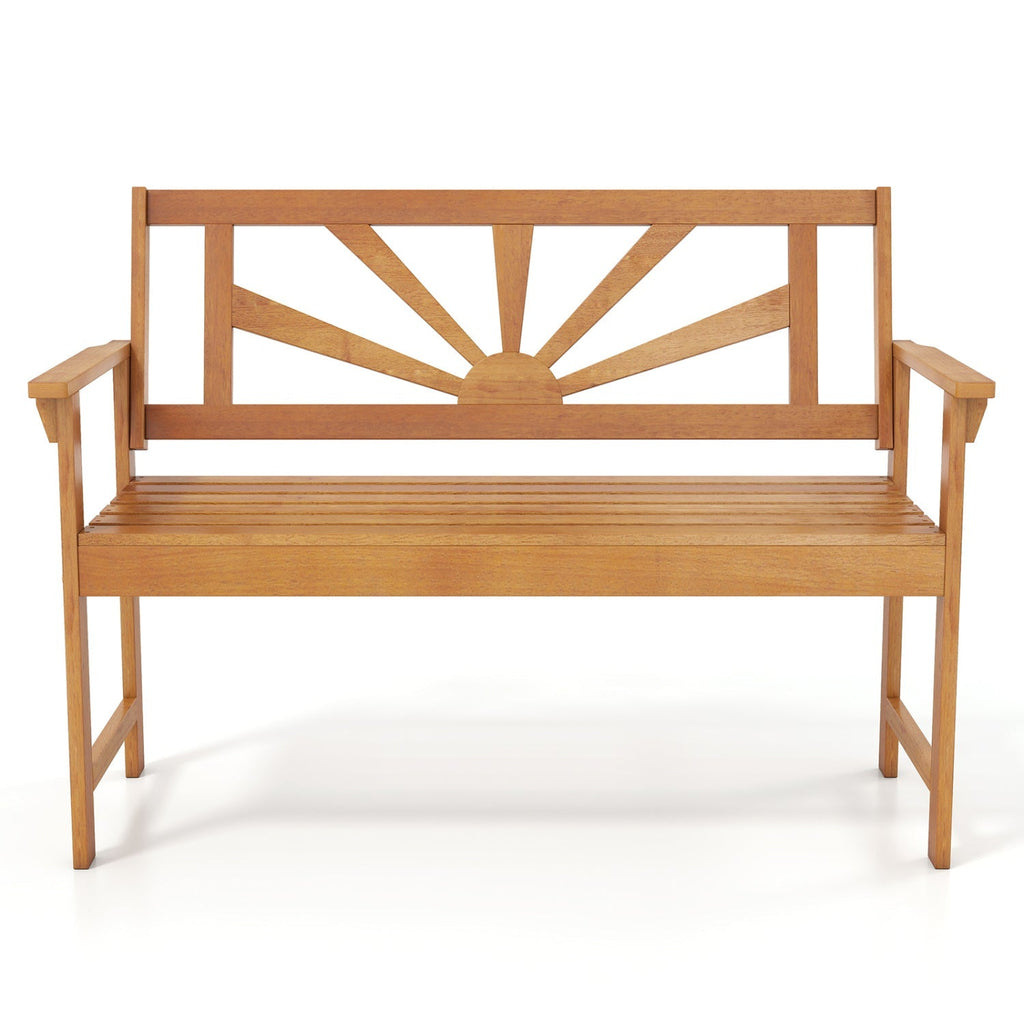 2-Seater Acacia Wood Loveseat Bench with Backrest