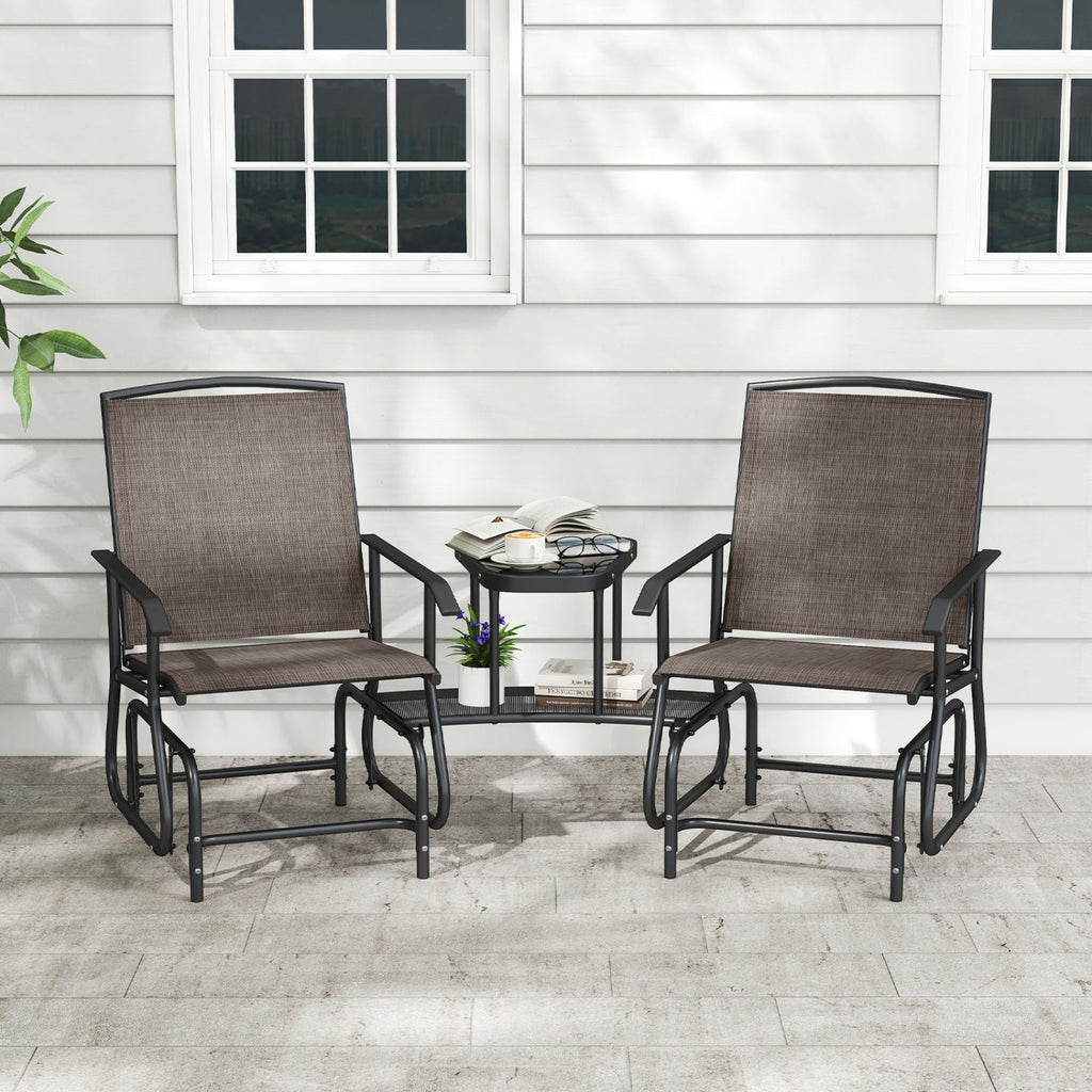 2-Seater Outdoor Glider Bench with Center Table