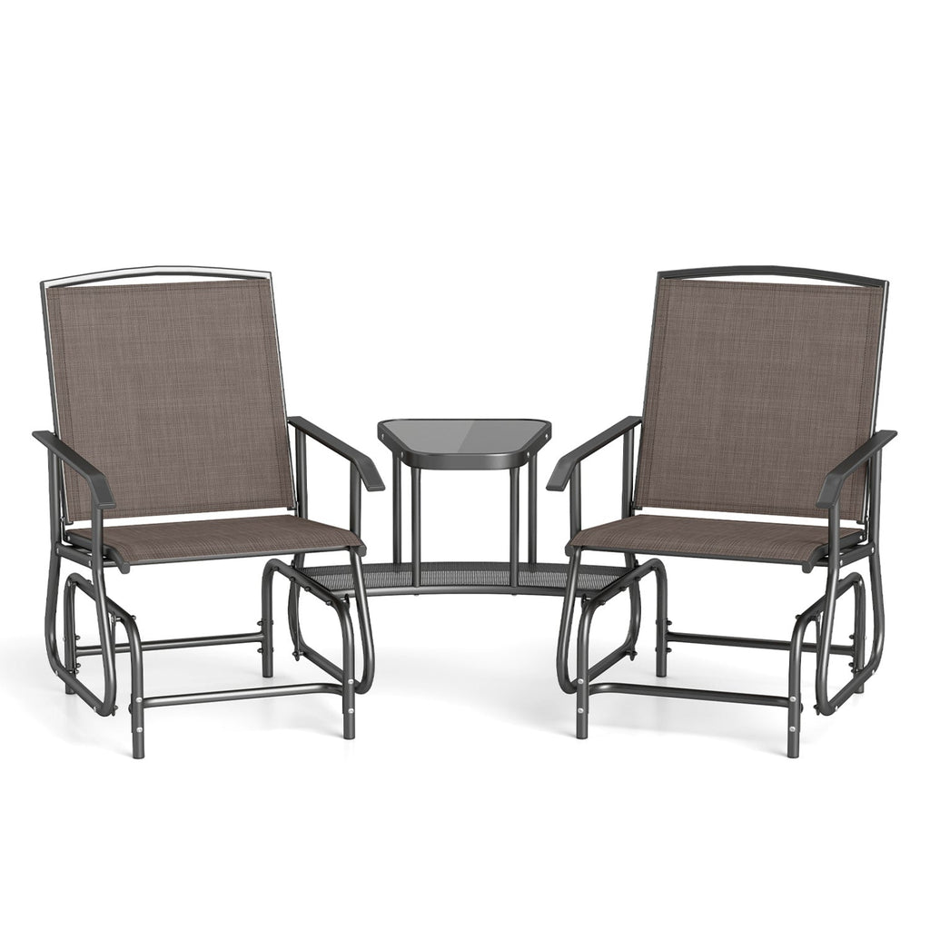 2-Seater Outdoor Glider Bench with Center Table