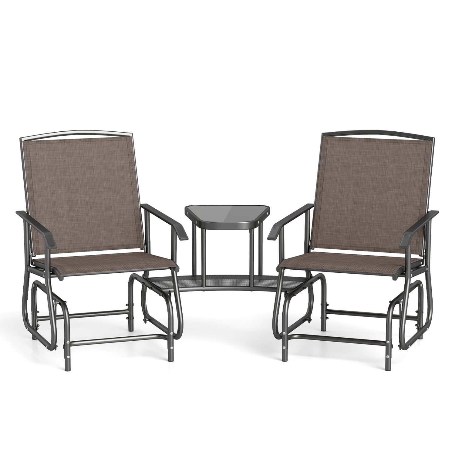 2-Seater Outdoor Glider Bench with Center Table