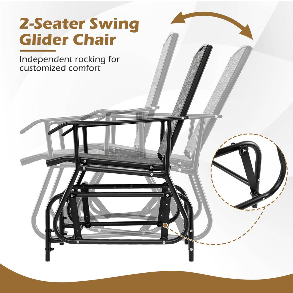 2-Seater Outdoor Glider Bench with Center Table