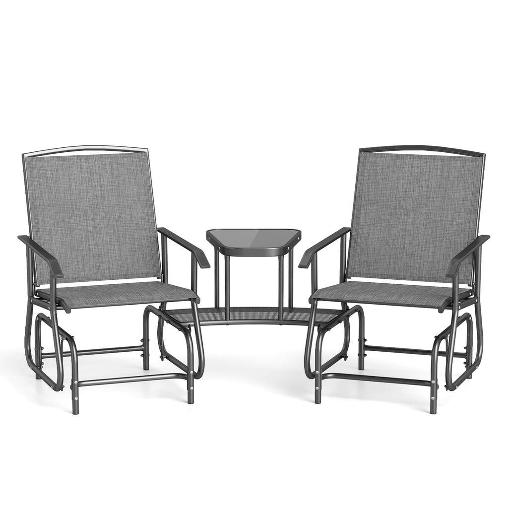 2-Seater Outdoor Glider Bench with Center Table