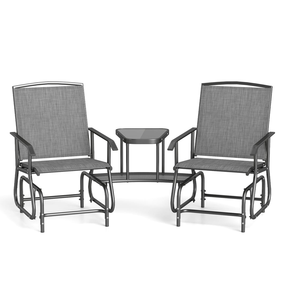2-Seater Outdoor Glider Bench with Center Table