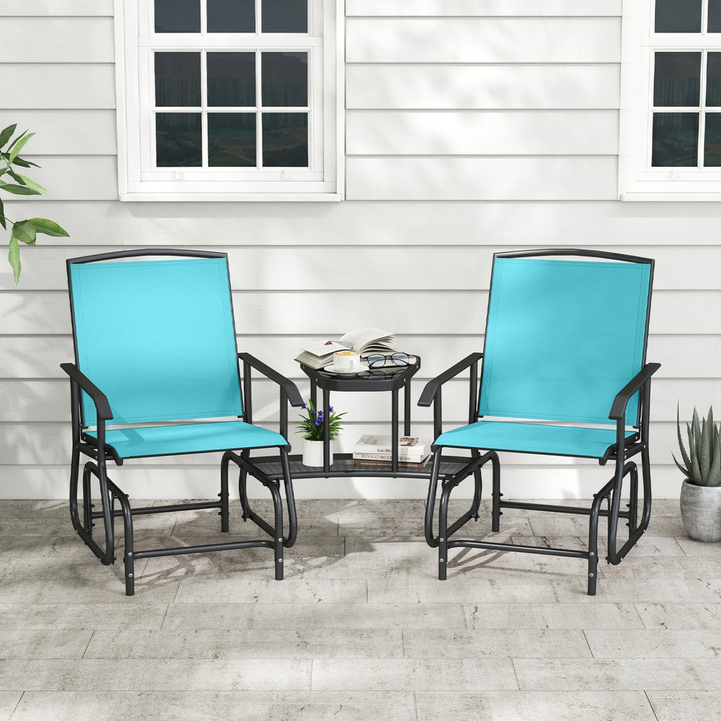 2-Seater Outdoor Glider Bench with Center Table