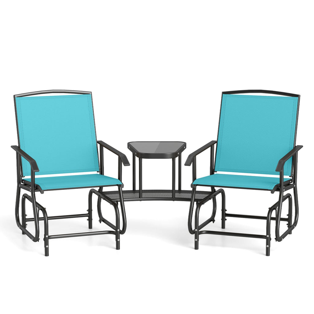 2-Seater Outdoor Glider Bench with Center Table