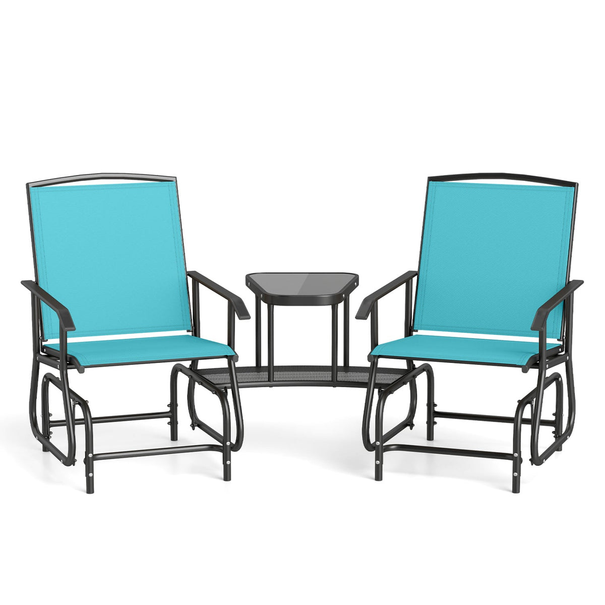 2-Seater Outdoor Glider Bench with Center Table