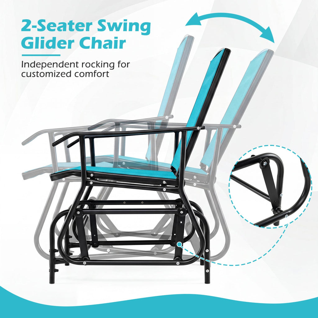 2-Seater Outdoor Glider Bench with Center Table