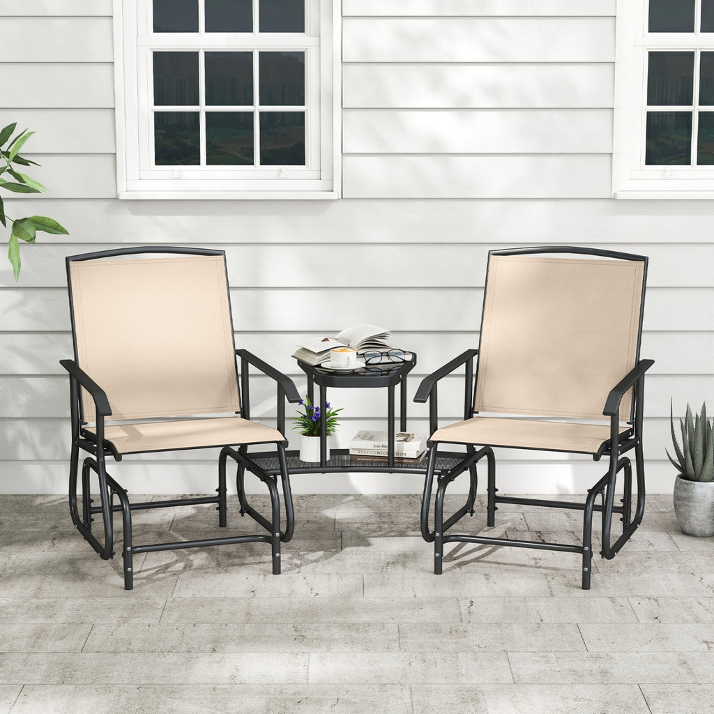2-Seater Outdoor Glider Bench with Center Table