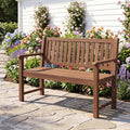 2-Seater Wooden Outdoor Bench with Backrest and Armrests