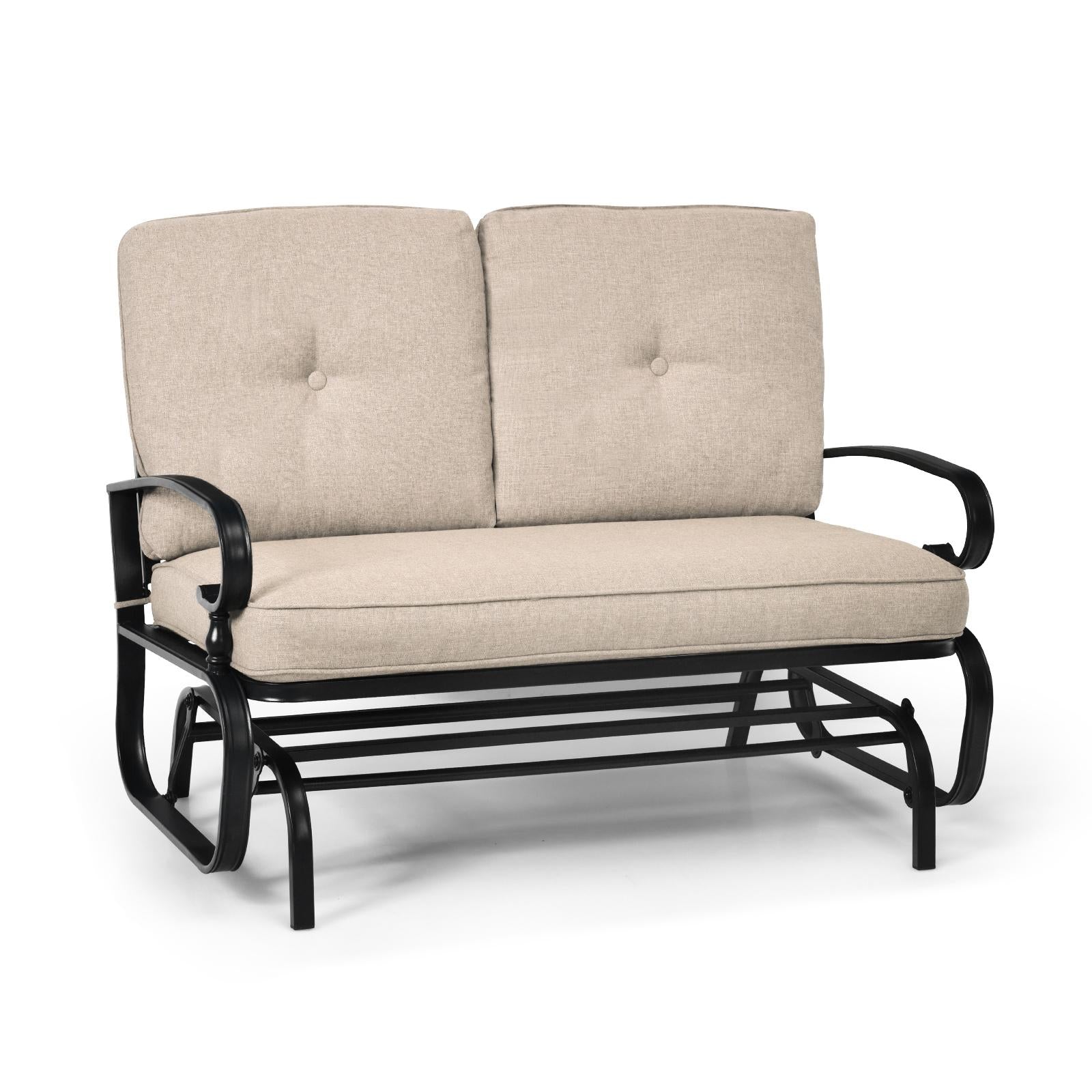 2 Seats Outdoor Swing Glider Chair with C