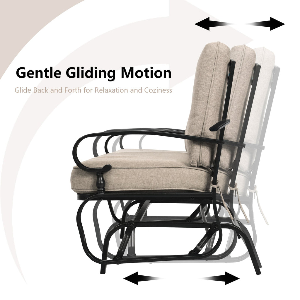 2 Seats Outdoor Swing Glider Chair with C