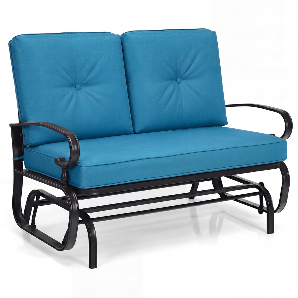 2 Seats Outdoor Swing Glider Chair with C