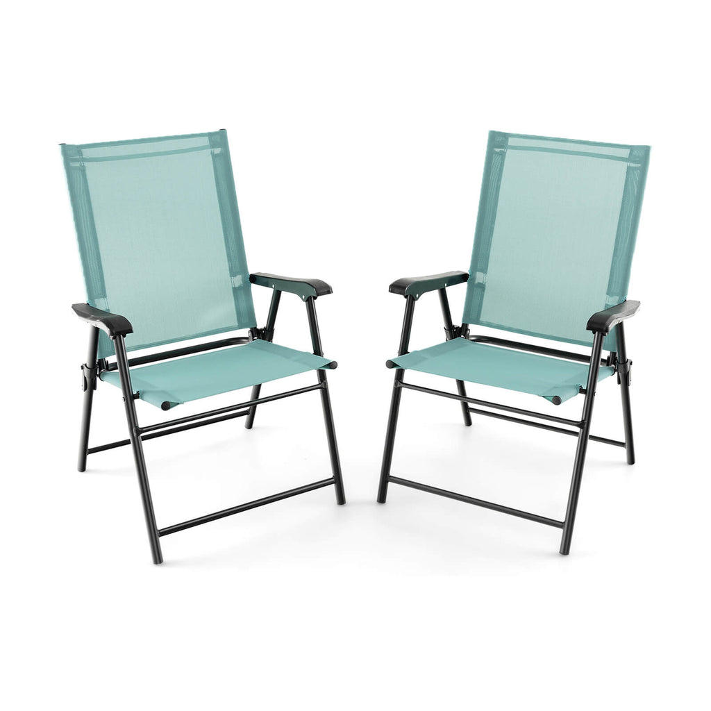 2 Set of Patio Dining Chair with Armrests and Metal Frame