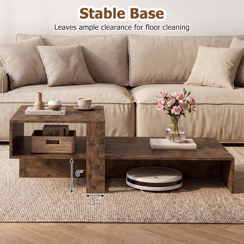 2-Tier Coffee Table with Open Storage Shelf